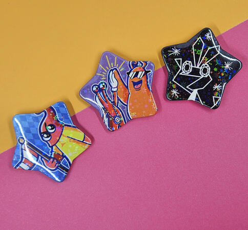 Plok, Vibri, and Toejam &amp; Earl Star Buttons